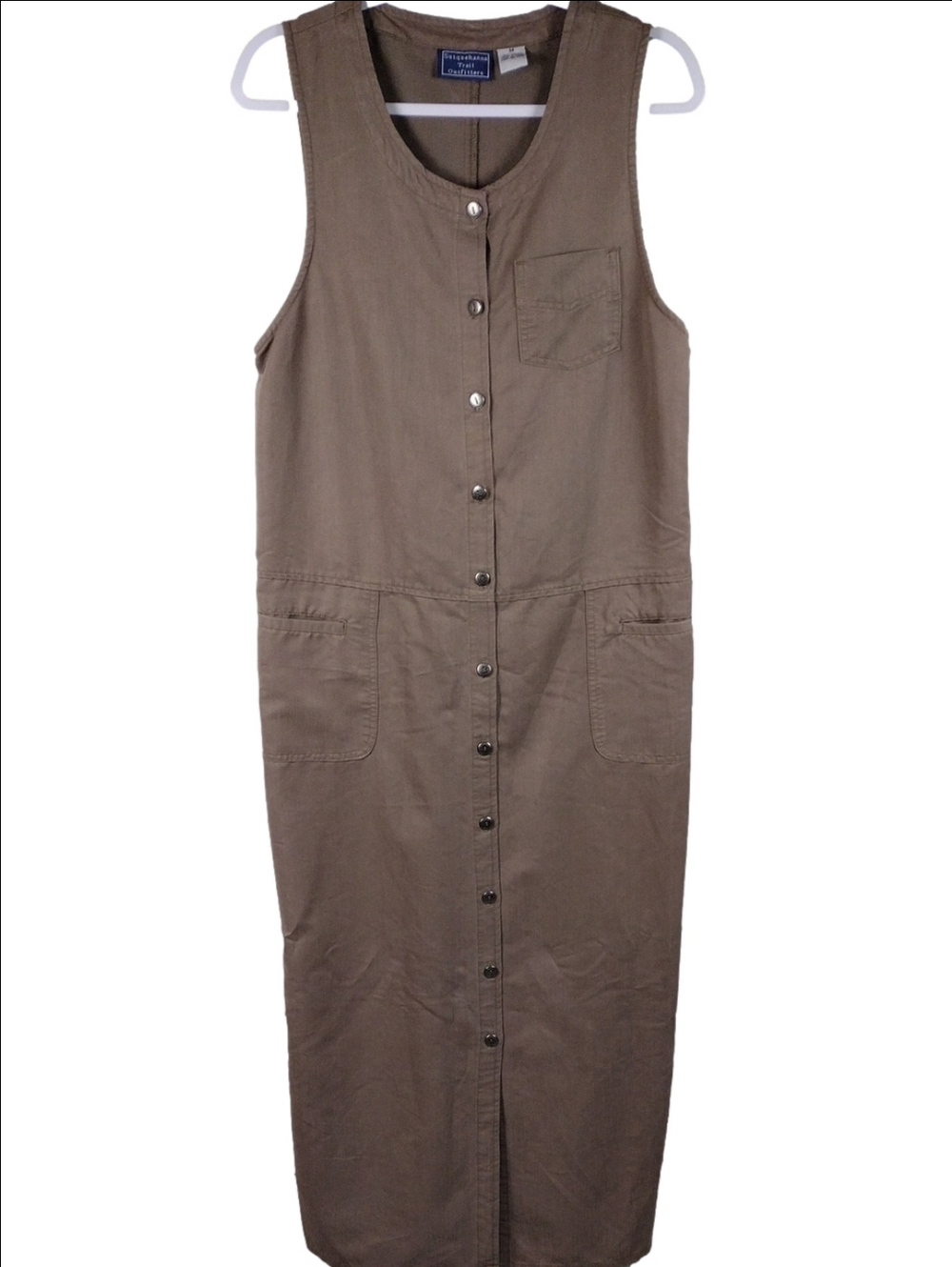 Susquehanna Trail Outfitters Tan Scoop Neck Sleeveless Button Front Max Dress